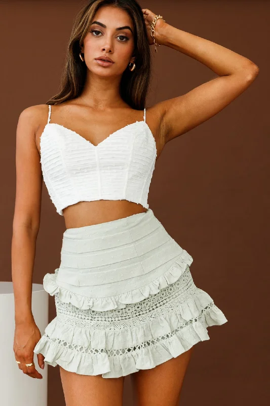 Sunshine Lover Sweetheart Neckline Tied Back Crop Top White