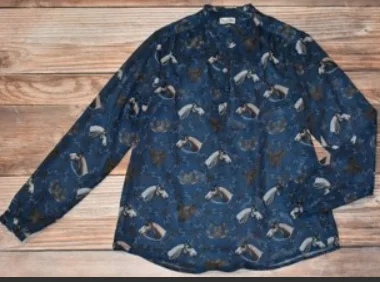 Tasha Polizzi Saratoga Chambray Horse Print Blouse