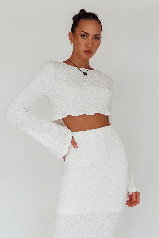 Treasures Flared Cuff Crop Top White