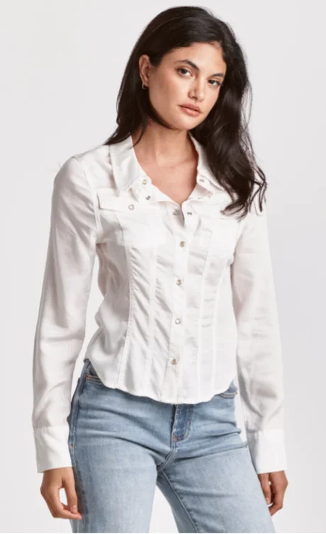 Uriah White Tencel Denim Snap Shirt