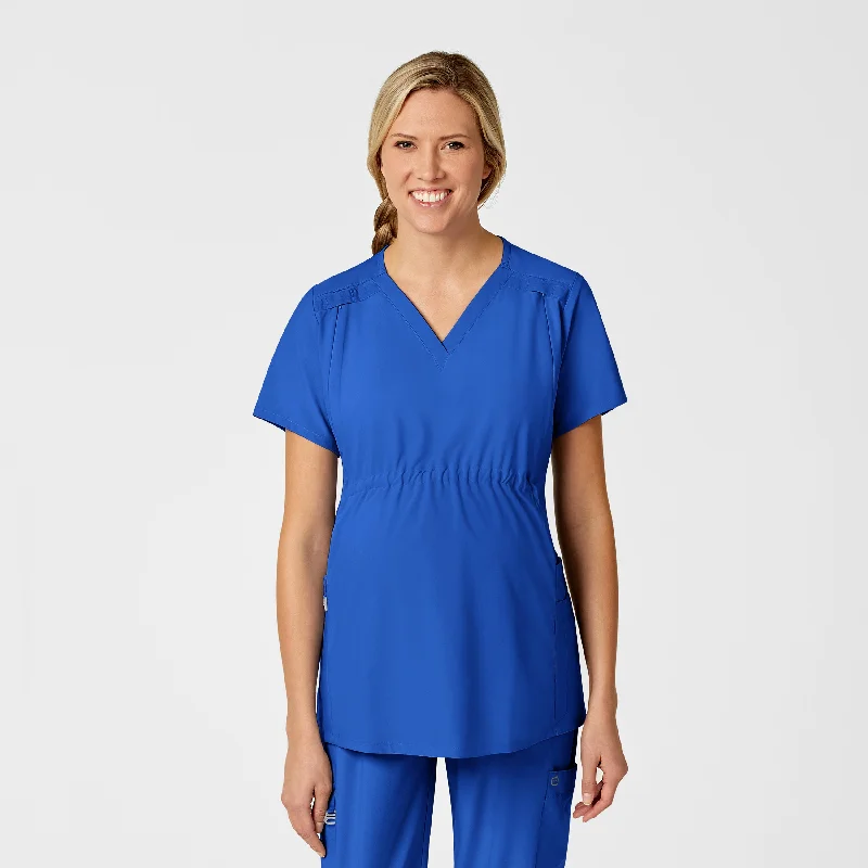 W123 Maternity V-Neck Scrub Top - Royal