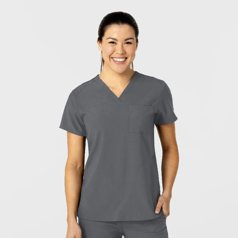 W123 Women's Flex-n-Reach V-Neck Scrub Top - Pewter