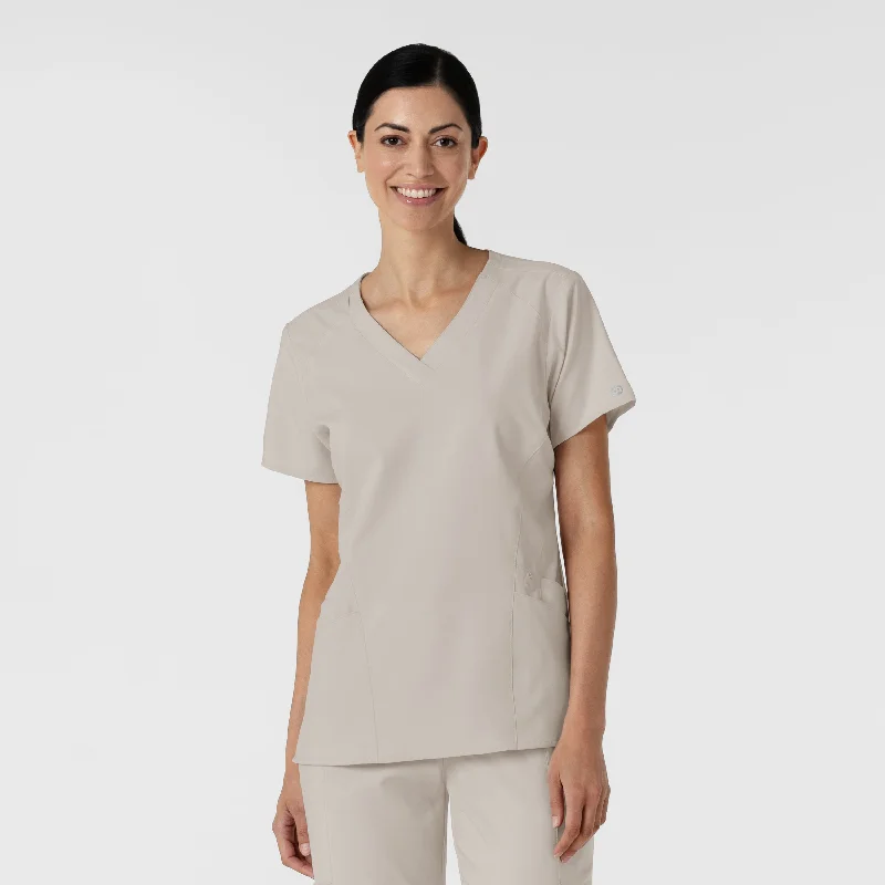 W123 Women's Stylized V-Neck Scrub Top - Cloud