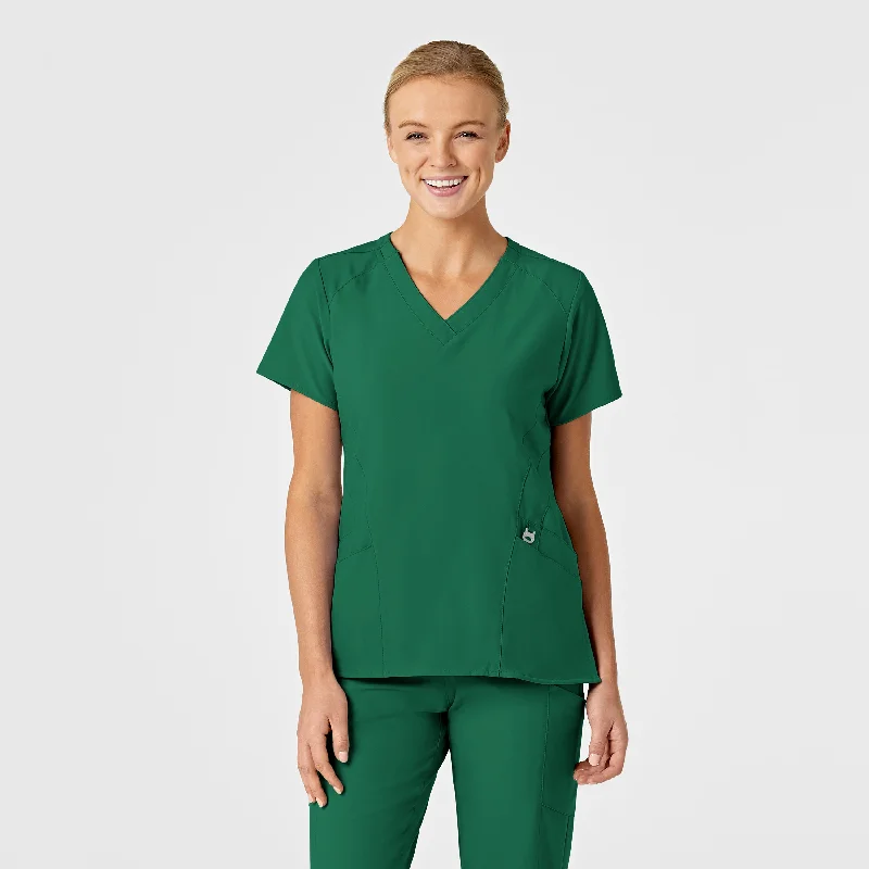 W123 Women's Stylized V-Neck Scrub Top - Hunter