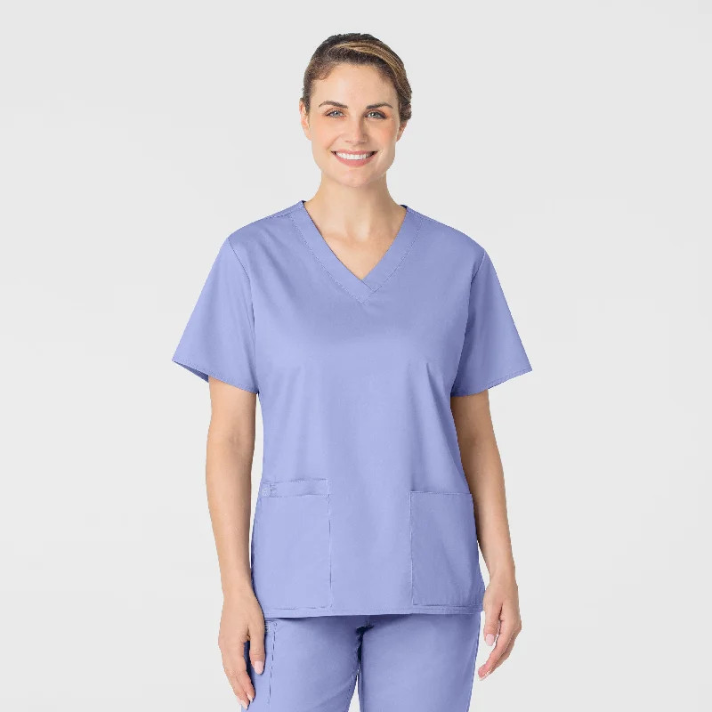 WonderWORK Women's V-Neck Scrub Top - Ceil Blue