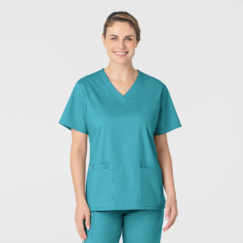 WonderWORK Women's V-Neck Scrub Top - Teal Blue