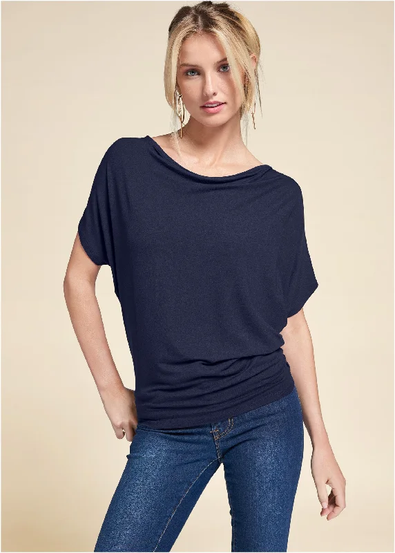 Basic Flounce Top - Navy