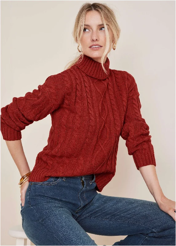 Chunky Knit Sweater - Mineral Red